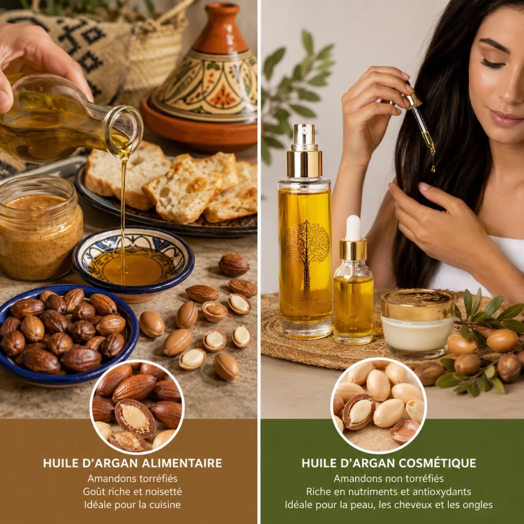 Différence entre huile alimentaire et huile cosmétique