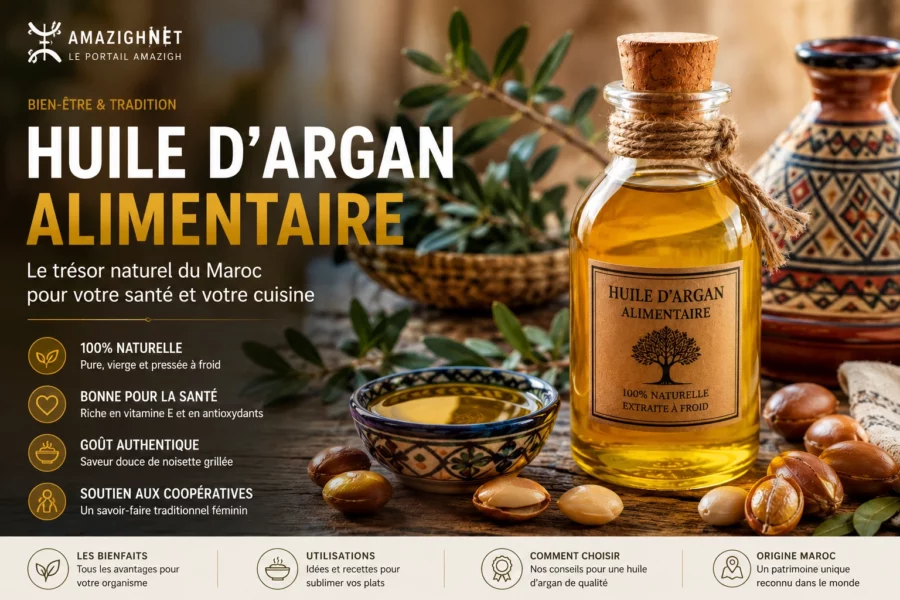 Huile d’Argan Alimentaire Guide , Bienfaits, Utilisations et Conseils
