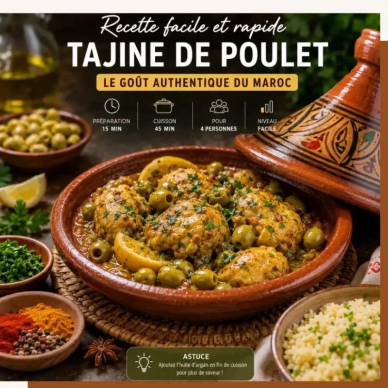 Recette Facile et Rapide : Comment Préparer un Délicieux Tajine de Poulet à la Marocaine ?